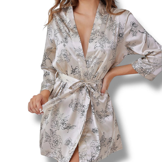 Floral Satin Lounge Robe
